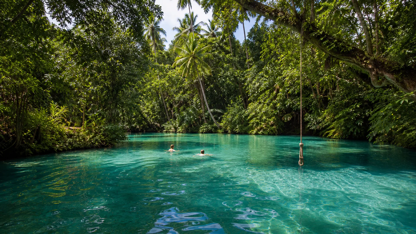 Clear turquoise water at Blue Lagoon on Efate, Vanuatu
