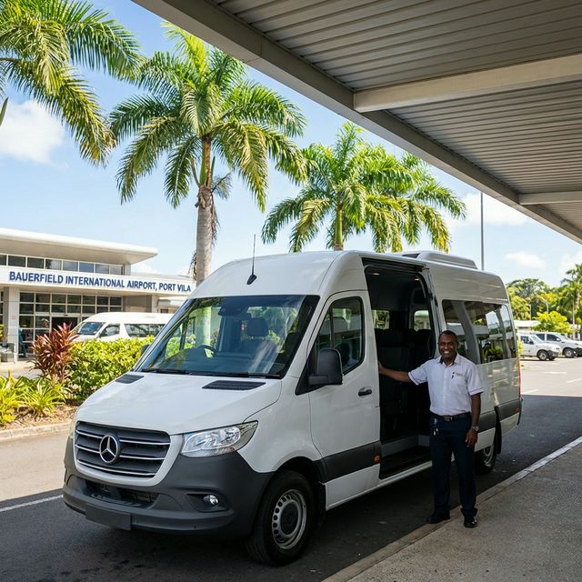 Ace Tours airport transfer vehicle in Port Vila, Vanuatu
